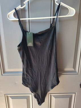 wild fable Black Ribbed Spaghetti-Strap Bodysuit (Tag Attached)